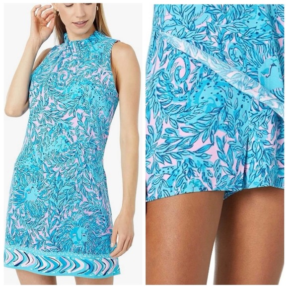 Lilly Pulitzer Adalina Romper Mini Dress Seabreeze Sz 2 Colorful Tropical Floral - Picture 1 of 8